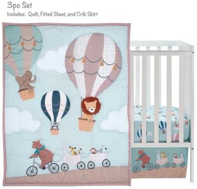 Bedtime Originals Up Up & Away 3-Piece Animals/Hot Air Balloon Crib Bedding Set