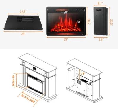 Hivvago 28 Inch Electric Freestanding and Recessed Fireplace with Remote