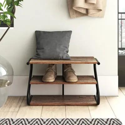 Hivvago Modern Industrial Metal Wood 3 Tier Shoe Rack   Holds up to 9 Pair of Shoes