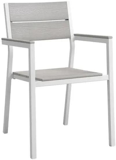 Modway Maine Aluminum Outdoor Patio Arm Chair in White Light Gray