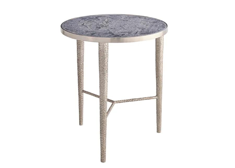 Hammered End Table- Silver