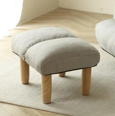 Hivvago Modern Contemporary Linen Ottoman Foot Stool with Wooden Finish