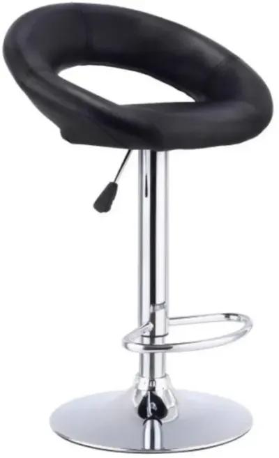 Set of 2 Adjustable Swivel PU Bar Stools-Black