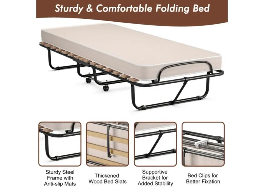 Made in Italy Folding Guest Bed with Memory Foam Mattress