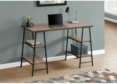 Monarch Specialties I 7523 Computer Desk, Home Office, Laptop, Storage Shelves, 48"L, Work, Metal, Laminate, Brown, Black, Contemporary, Modern