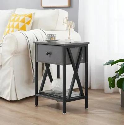 Set of 2 - 1 Drawer Nightstand with X-Shaped Sides