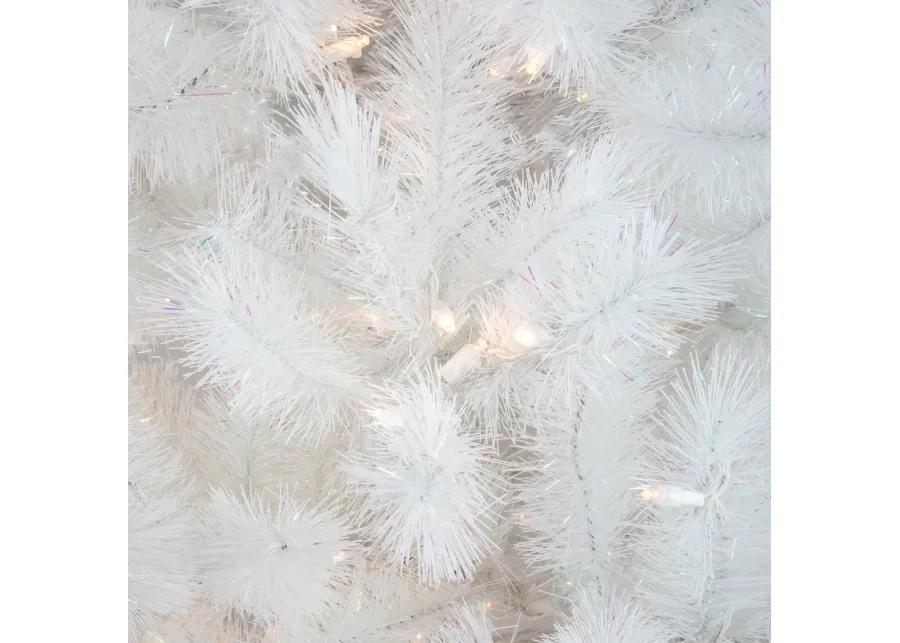 6.5' Pre-Lit White Alaskan Pine Artificial Christmas Tree  Warm White LED Lights