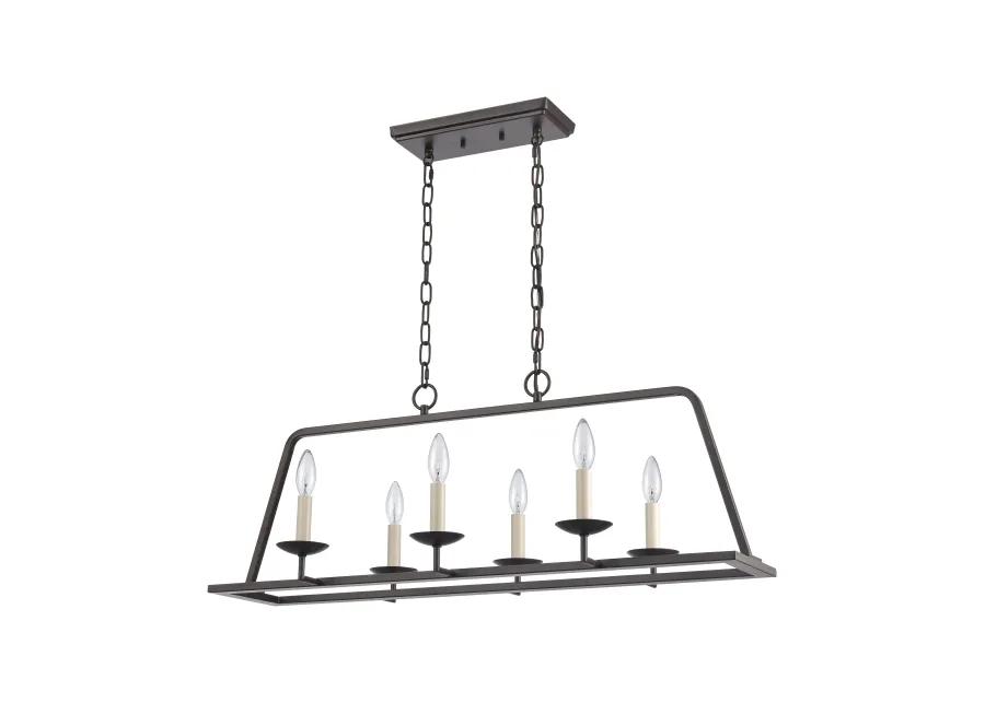 Joanie 34'' Wide 6-Light Bronze Linear Chandelier