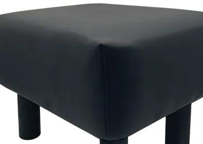 Ginni Footstool Ottoman Set of 2, Black Faux Leather, Soft Seat, Wood Legs