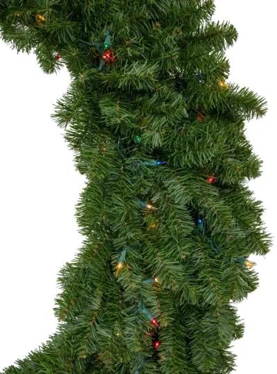 Pre-Lit Canadian Pine Artificial Christmas Wreath  48-Inch  Multicolor Lights