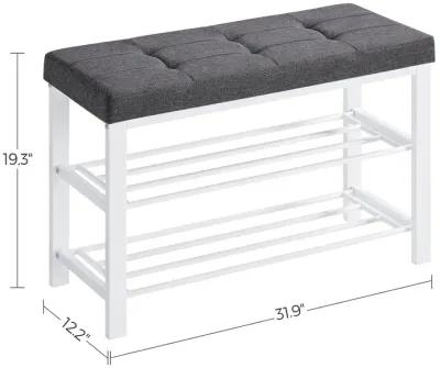 3-Tier Shoe Bench with Foam Padded Seat - Entryway Storage Organizer