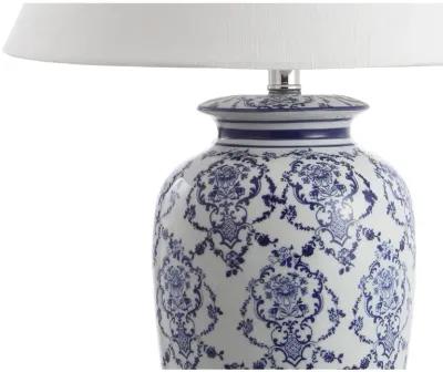 Juliana 26.25" Chinoiserie Ceramic LED Table Lamp, Blue/White