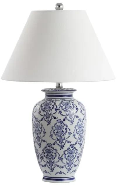 Juliana 26.25" Chinoiserie Ceramic LED Table Lamp, Blue/White