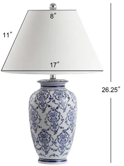 Juliana 26.25" Chinoiserie Ceramic LED Table Lamp, Blue/White