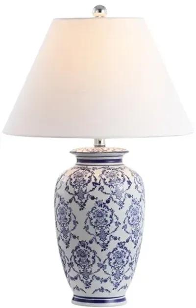 Juliana 26.25" Chinoiserie Ceramic LED Table Lamp, Blue/White