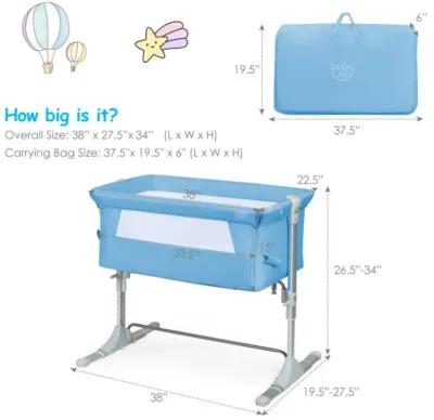 Hivago Travel Portable Baby Bed Side Sleeper  Bassinet Crib with Carrying Bag