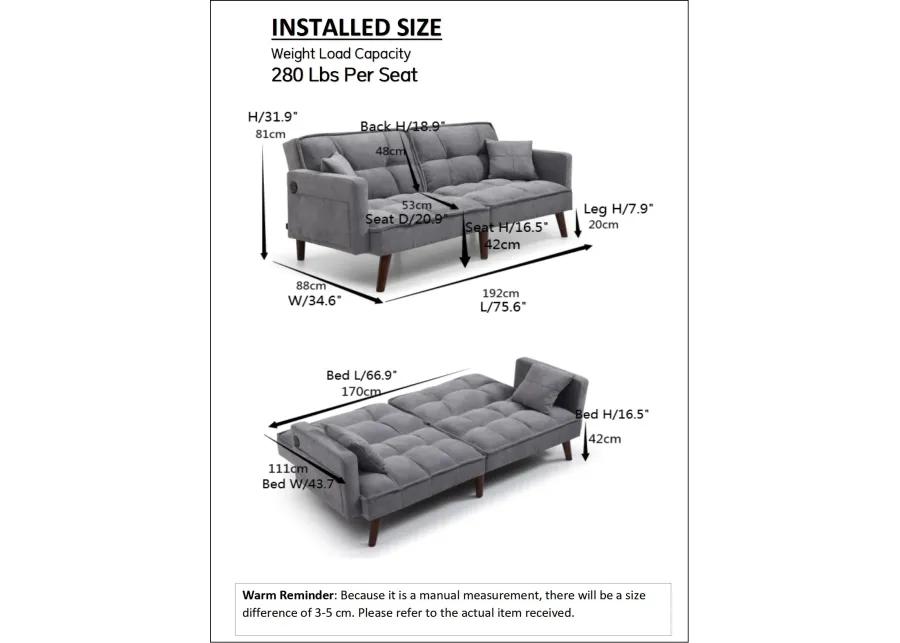 Merax Chenille Fabric Folding Futon Sofa Bed