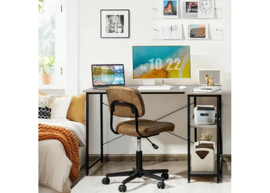 48 Inch Reversible L Shaped Computer Desk with Adjustable Shelf