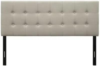 Button-Tufted Headboard in Light Grey Taupe Beige Upholstered Fabric