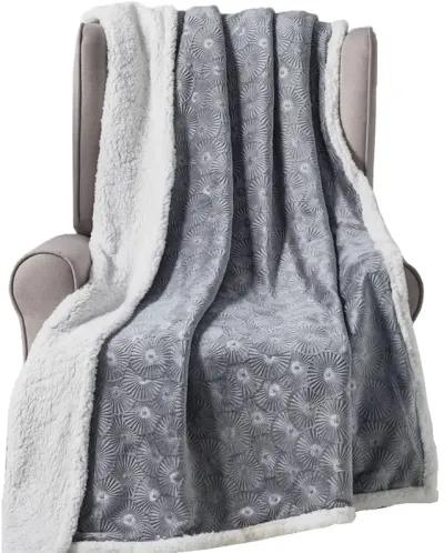 Plazatex Louvre Sherpa Decorative Super Soft Throw Blanket for Sleep/Decor 50" x 60" Grey