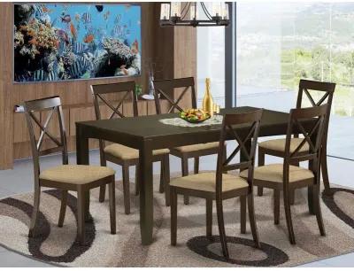 East West Furniture LYBO7-CAP-C 7 PC Dining room set-Kitchen Tables with Leaf Plus 6 Chairs for Dining room