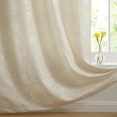 THD Zoey Burlap Flax Linen Floral Jacquard Privacy Light Filtering Transparent Window Grommet Long Thick Curtains Drapery Panels for Bedroom & Living Room, Set