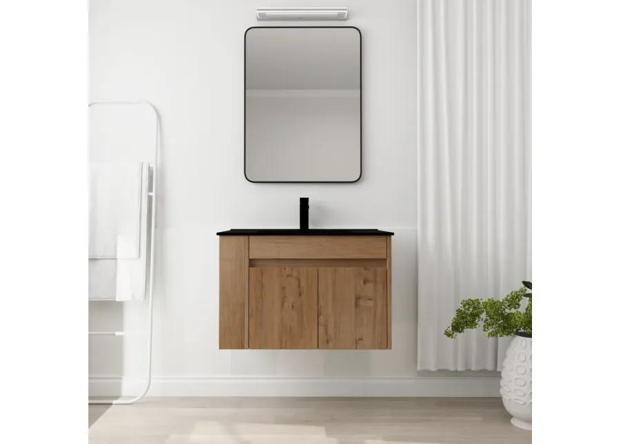 30 Inch Bathroom Vanity With Black Ceramic Basin And Adjust Open Shelf