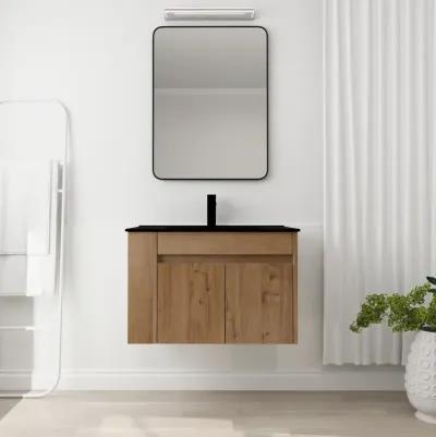 30 Inch Bathroom Vanity With Black Ceramic Basin And Adjust Open Shelf