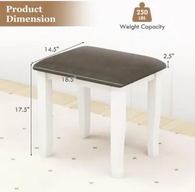 Hivvago Faux Leather Vanity Stool Chair Set of 2 for Makeup Room and Living Room-Gray and White