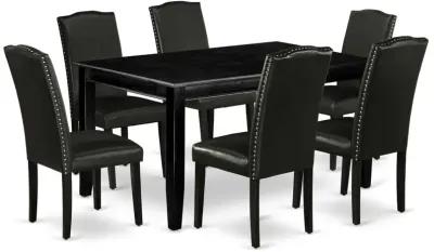 East West Furniture Dining Room Set Black, DUEN7-BLK-69