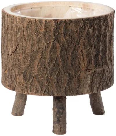 Wooden Stump Tree Log with Bark Planter Pot with Small Tree Branch Legs