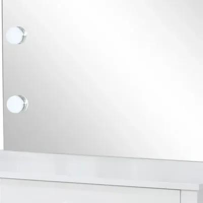 Vanity Set with 9 LED Bulbs and Tapered Block Legs, White-Benzara