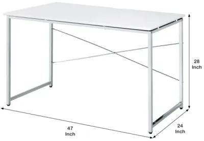 Writing Desk with X Shaped Cross Bar and Chrome Finish