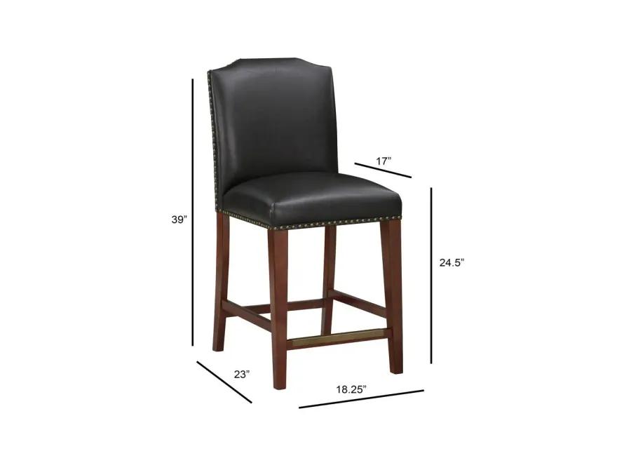 Bristol Stationary Brown Faux Leather Counter Stool with Nail Heads