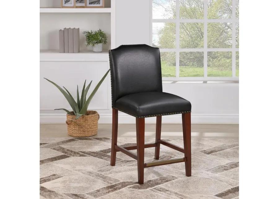 Bristol Stationary Brown Faux Leather Counter Stool with Nail Heads