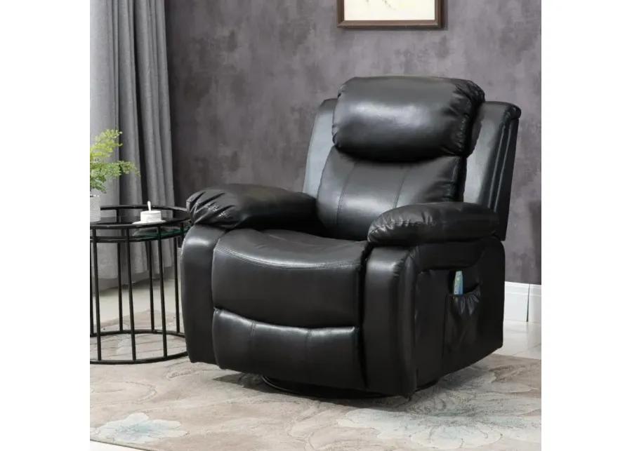 Adjustable Black Faux Leather Remote Massage Recliner Chair w/ Footrest