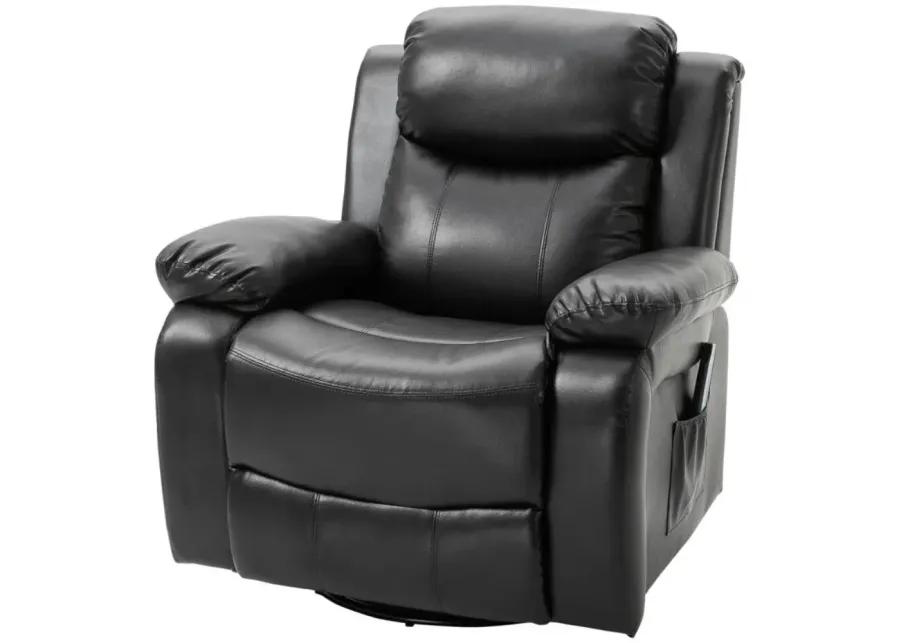 Adjustable Black Faux Leather Remote Massage Recliner Chair w/ Footrest