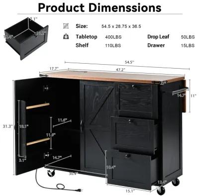 Merax Farmhouse Kitchen Island with Wheels