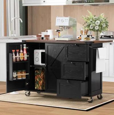 Merax Farmhouse Kitchen Island with Wheels