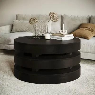 Jofran Brix Mid-Century Modern Floating Sculpture Round Layered Coffee Table