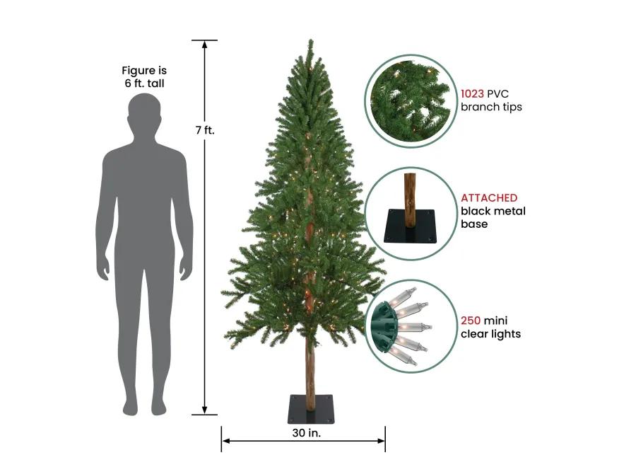 7' Pre-Lit Medium Alpine Artificial Christmas Tree  Clear Lights