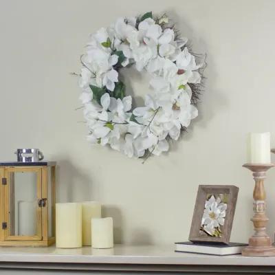 White Magnolias Artificial Spring Wreath - 24-Inch  Unlit