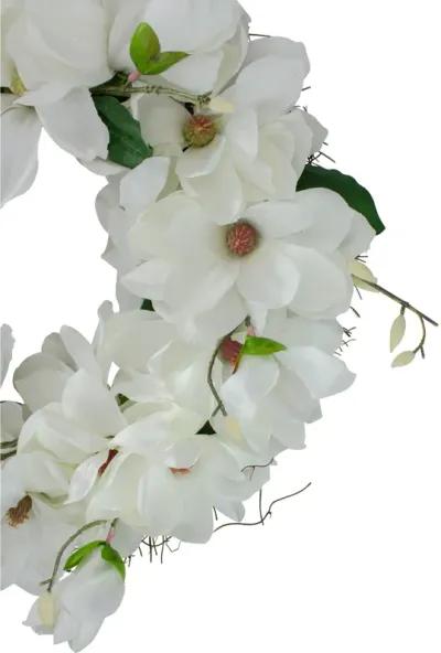 White Magnolias Artificial Spring Wreath - 24-Inch  Unlit