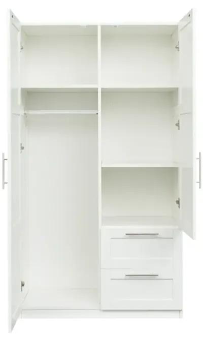 High Wardrobe And Kitchen Cabinet With 2 Doors, 2 Drawers And 5 Storage Spaces, White