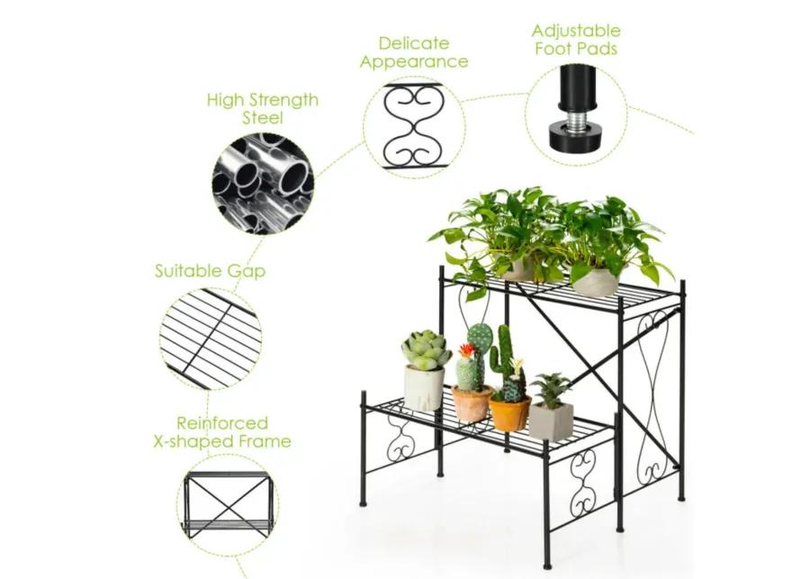 Hivvago 2-Tier Metal Plant Stand Garden Shelf