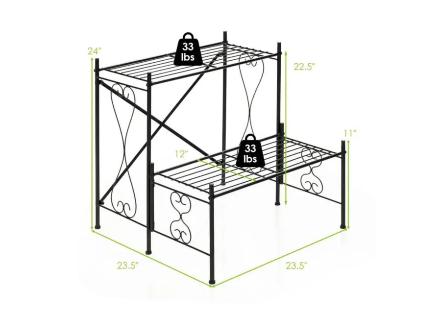 Hivvago 2-Tier Metal Plant Stand Garden Shelf