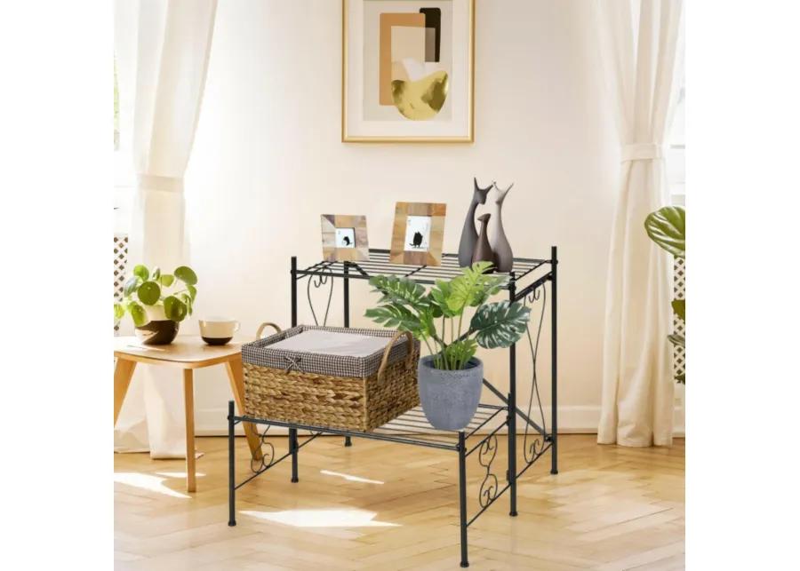 Hivvago 2-Tier Metal Plant Stand Garden Shelf