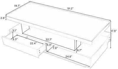 Merax Modern Center Table LED Coffee Table with Storage