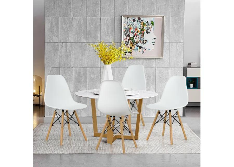 Costway Set of 4 Modern Dining Side Chair Armless Home Office w/ Wood Legs White