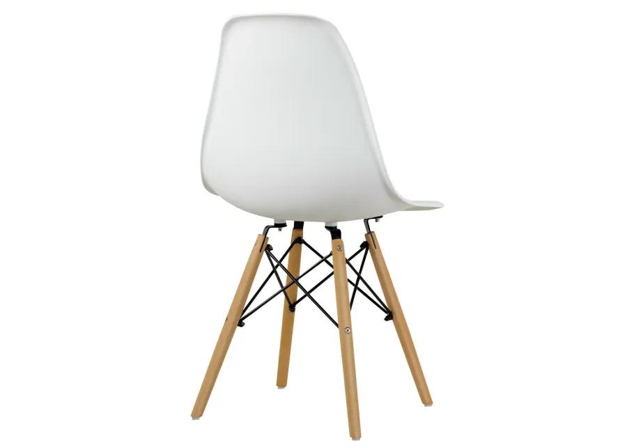 Costway Set of 4 Modern Dining Side Chair Armless Home Office w/ Wood Legs White